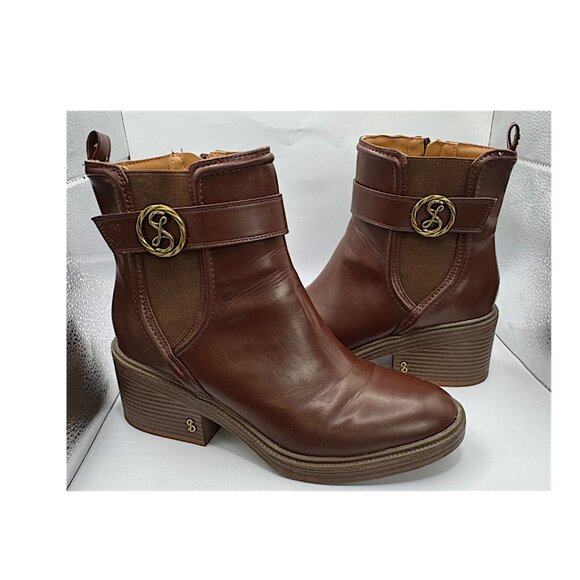 Sam & Libby Natalia Ankle Boots – Chestnut Brown Vegan Leather - Size 10M - Picture 7 of 14